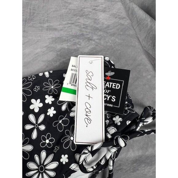 Salt + Cove Floral Print Bikini Bottoms Juniors Large Black/White Pull On - Picture 2 of 7